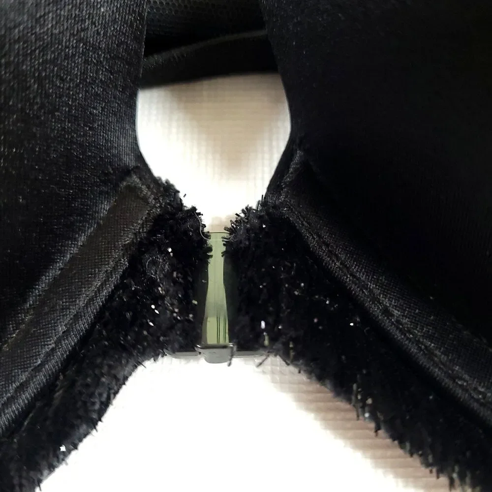 Victoria Secret Very Sexy Racerback Bra 36D Black Tencil Velvet Rhinestones‎ Adj